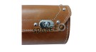 Universal Fit Indian Motorbike Front Side Tan Color Genuine Leather Tool Bag  - SPAREZO